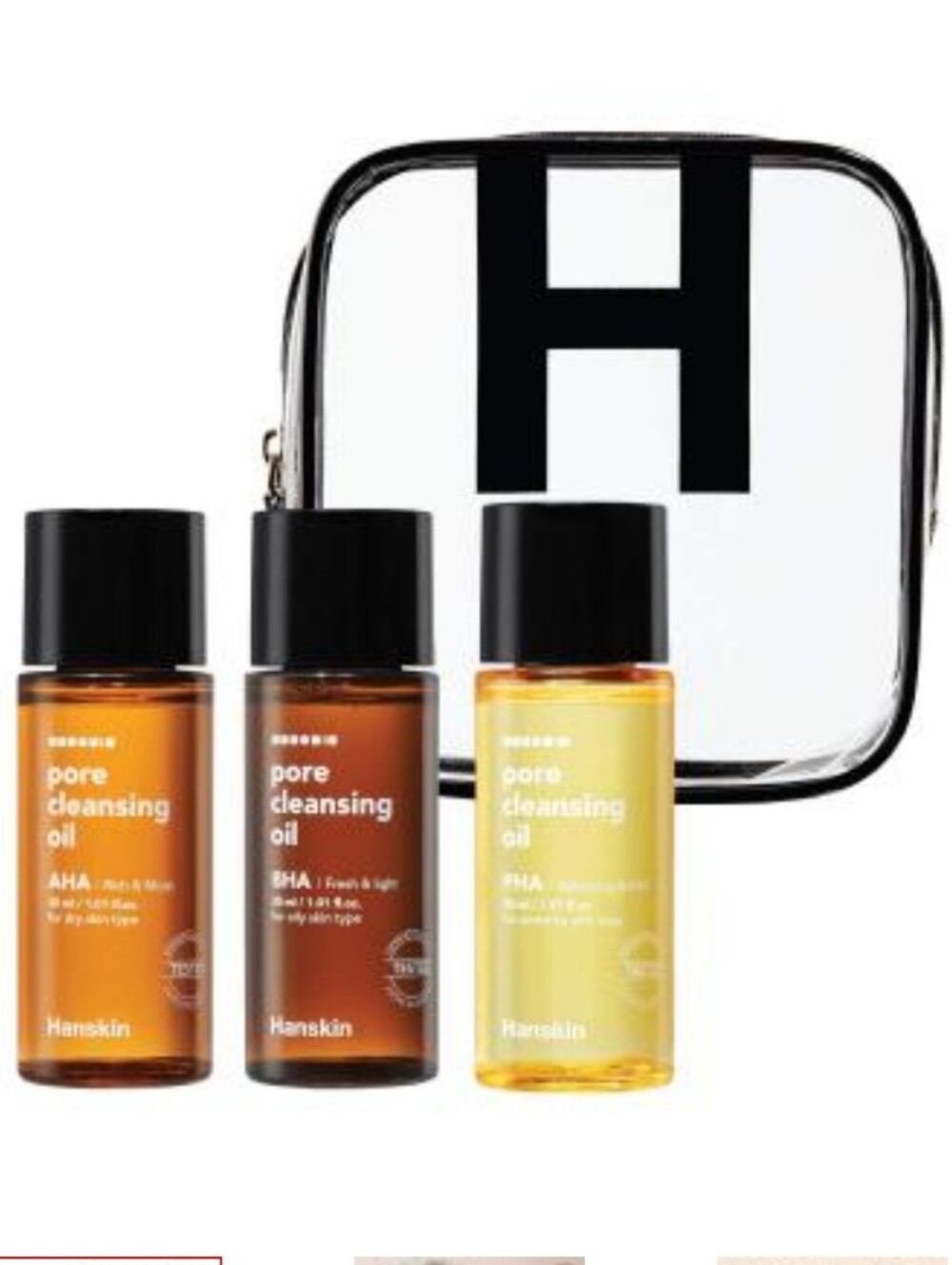 Hanskin PHA/BHA/AHA Travel Size Mini Pore Cleansing Oil Set